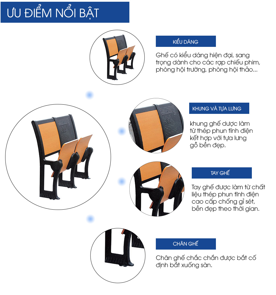 Ảnh mô tả sản phẩm - Ghế hội trường GV-01