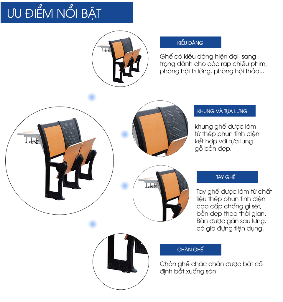 Ảnh mô tả sản phẩm - Ghế hội trường GV-01B